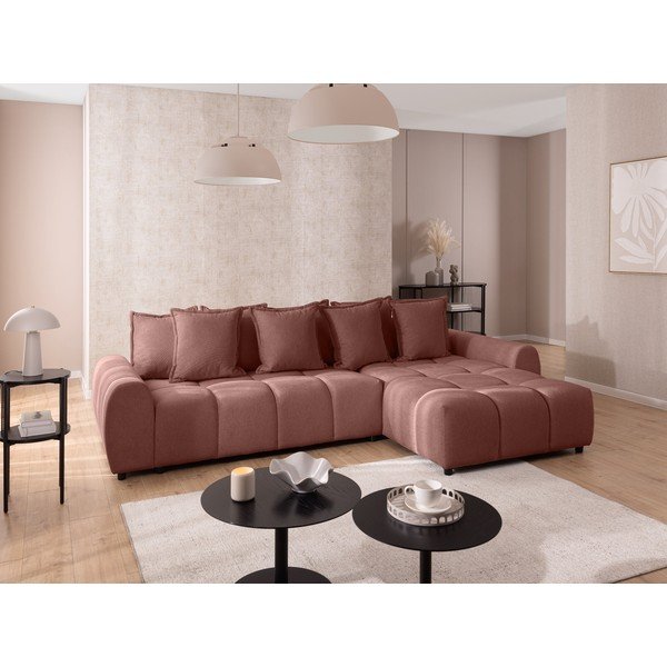 Kotna sedežna garnitura v barvi terakote (desni kot/z ležalnikom) Albane  – Ropez-image-1