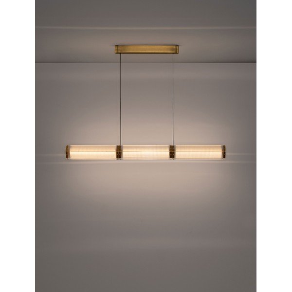 Medeninasta jeklena LED zatemnitvena viseča svetilka s steklenim senčilom Essenzo – Nova Luce-image-3