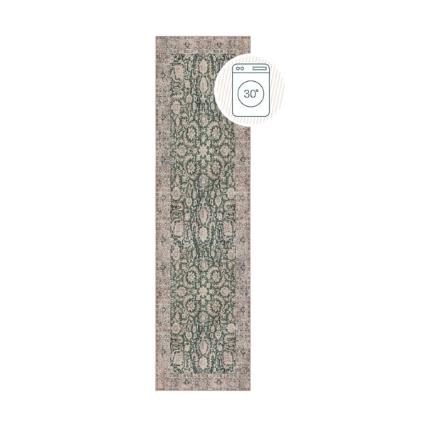 Zelen pralen tekač 60x230 cm Beau Floral – Flair Rugs