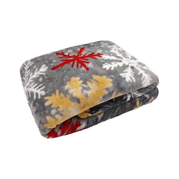 Siva odeja z božičnim motivom iz mikropliša 150x200 cm Polar Flakes – My House