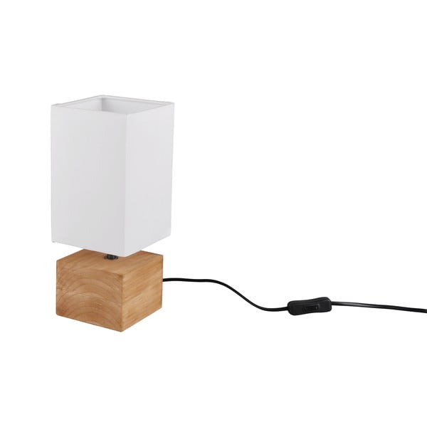 Bela/naravna namizna svetilka s tekstilnim senčilom (višina 30 cm) Woody – Reality