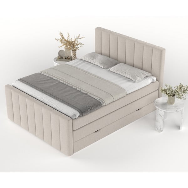 Bež boxspring postelja s prostorom za shranjevanje 180x200 cm Ruby – Maison de Rêve-image-4