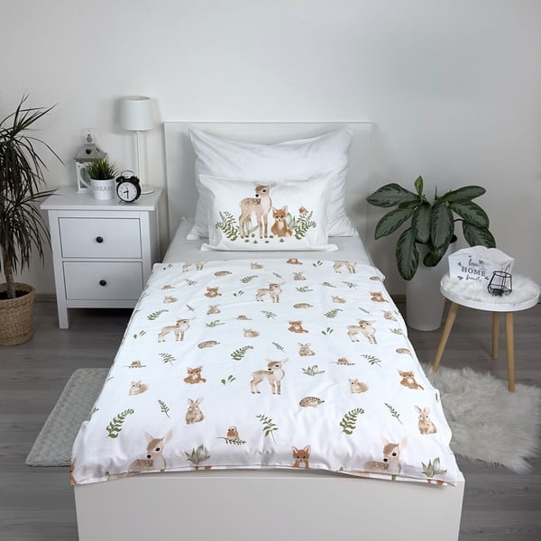 Belo-rjava bombažna otroška posteljnina za otroško posteljico 100x135 cm Forest Animals – Jerry Fabrics-image-1
