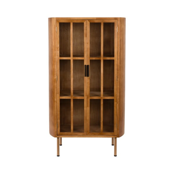 Vitrina iz masivnega kavčukovca v naravni barvi 80x140x38 cm Yaz – White Label