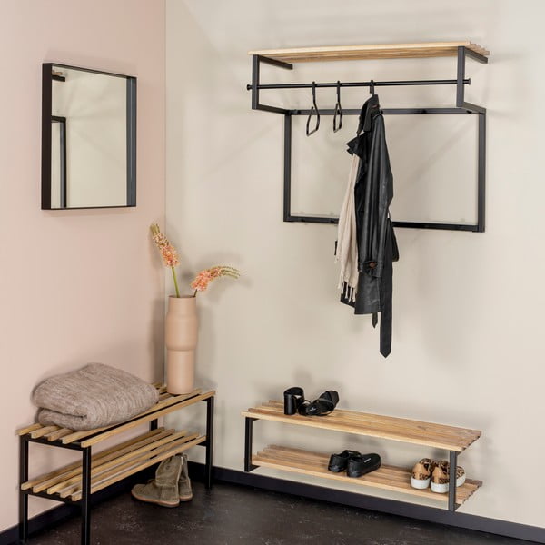 Črna/v naravni barvi kovinska stenska omarica za čevlje 100x26x34 cm Marco – Spinder Design-image-3