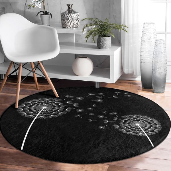 Črna pralna okrogla preproga primerna za robotski sesalnik ø 120 cm Comfort – Mila Home-image-4