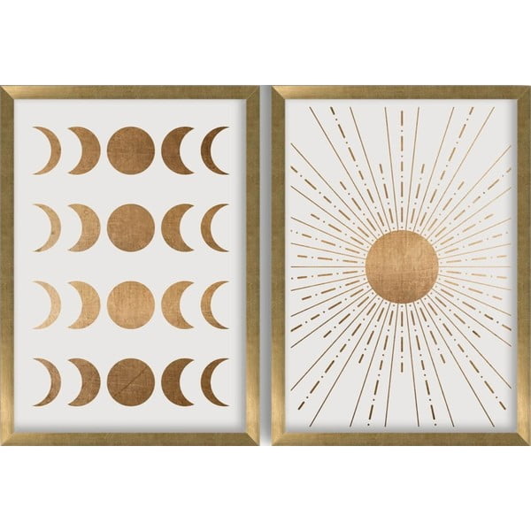 Plakat z okvirjem 38x53 cm Moon & Sun – Wallity