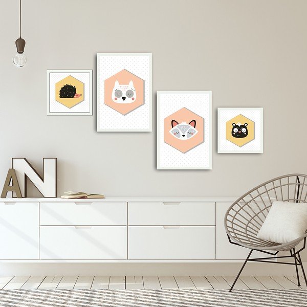 Otroške slike v kompletu 4 ks 35x50 cm Animals – Wallity-image-1