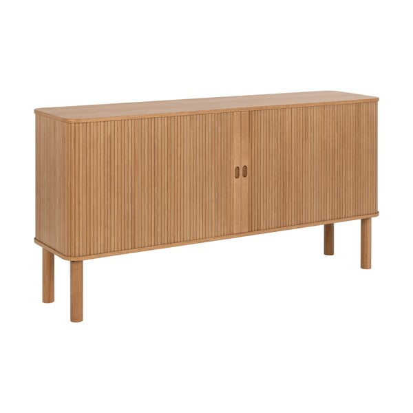 Nizka komoda v hrastovem dekorju z drsnimi vrati v naravni barvi 160x80 cm Langley – Actona-image-1