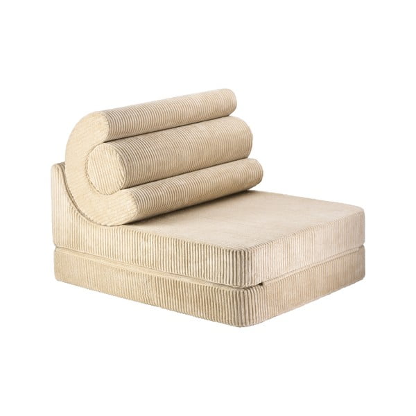 Svetlo rjav otroški fotelj iz rebrastega žameta Flipster – Wigiwama