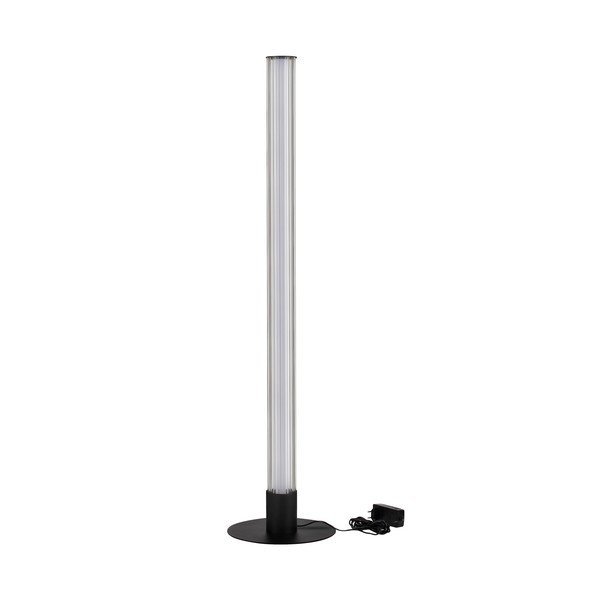 Mat črna aluminijasta LED zatemnitvena stoječa svetilka s steklenim senčilom (višina 130 cm) Glovia – Nova Luce