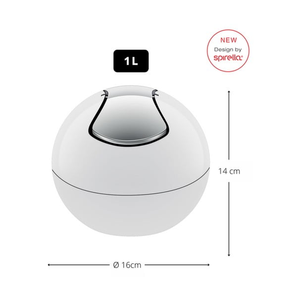 Bel plastičen koš za smeti 1 l Bowl – Spirella-image-2