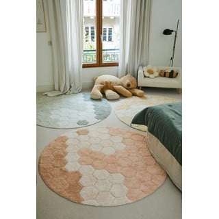 Svetlo zelena pralna ročno tkana bombažna okrogla preproga ø 140 cm Honeycomb Blue Sage – Lorena Canals