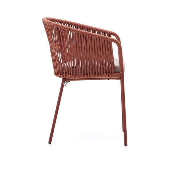 Kovinski/oblazinjen vrtni stol v barvi terakote Yanet – Kave Home-image-4