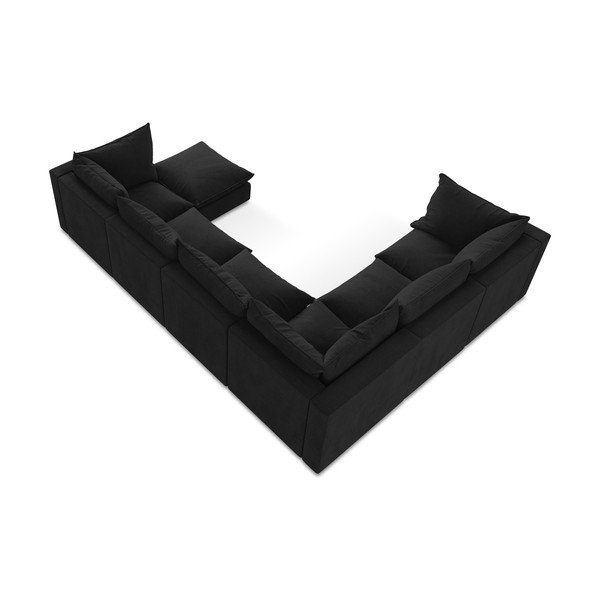 Črna kotna sedežna garnitura (levi kot/v obliki črke "U") Manao – Makamii-image-3