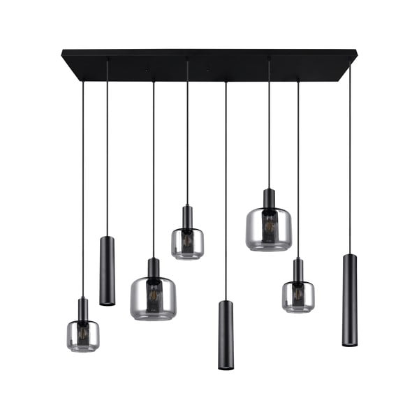 Črna viseča svetilka s kovinskim in steklenim senčilom Mataro – Trio