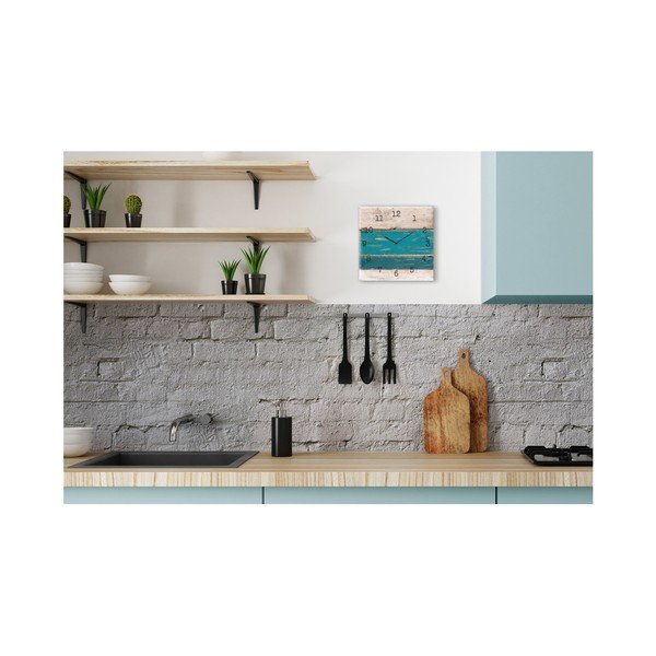 Stenska ura Styler Glassclock Blue Wood, 30 x 30 cm-image-1