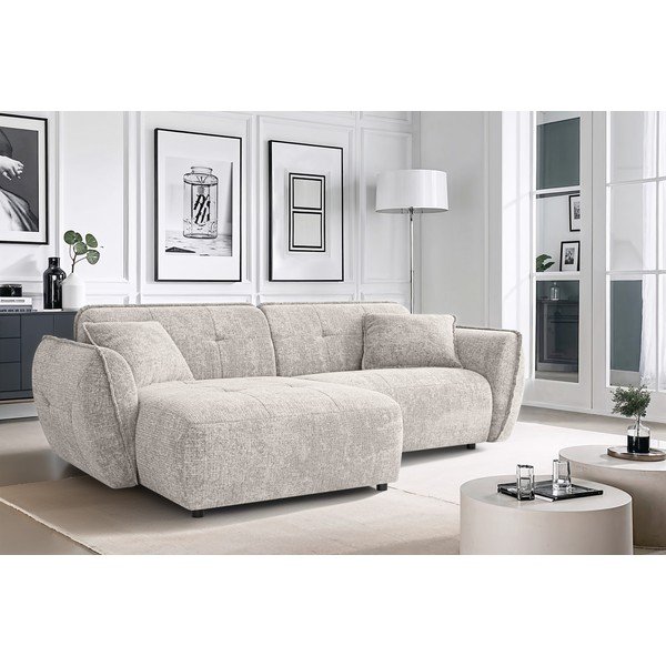 Bež kotna sedežna garnitura iz šenilje (levi kot/z ležalnikom) Nelia – Ropez-image-1