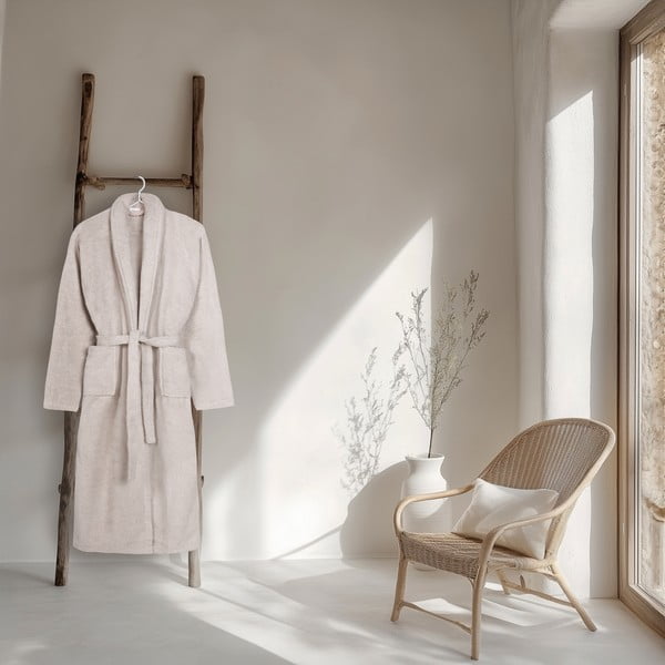 Bež bombažen kopalni plašč velikosti XS/S Terry – HIP-image-1