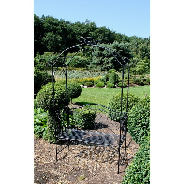 Črna kovinska vrtna klop Colima – Garden Pleasure-image-2