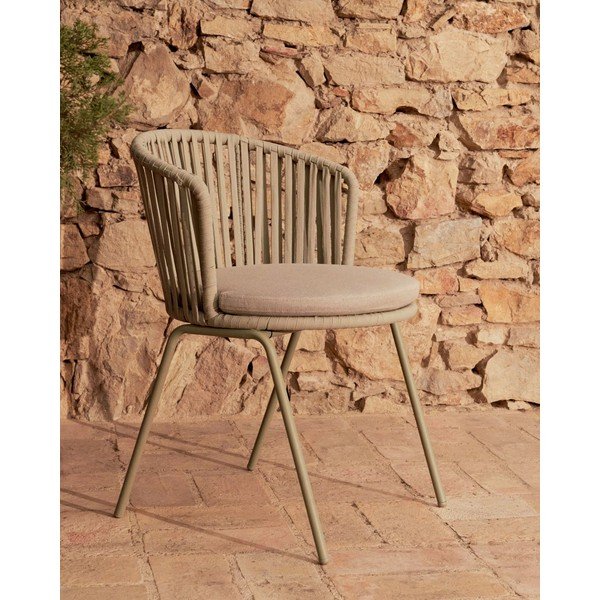 Bež kovinski vrtni stol Saconca - Kave Home-image-1