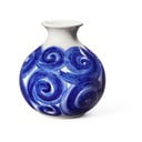 Modra lončena ročno poslikana vaza Tulle – Kähler Design