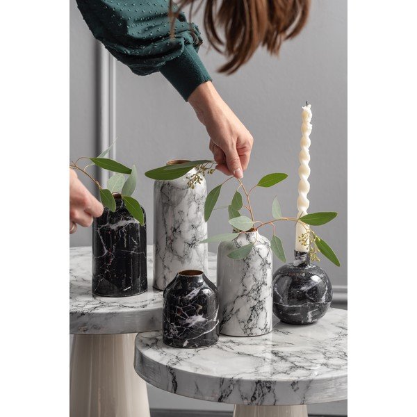 Črno-bela železna vaza PT LIVING Marble, višina 10 cm-image-1