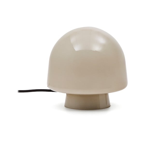 Sivo-bež namizna svetilka s steklenim senčilom (višina 20 cm) Reig – Kave Home