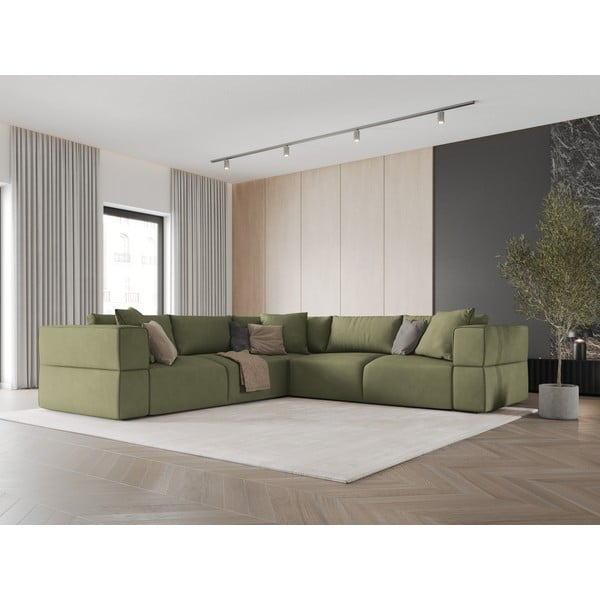 Svetlo zelena kotna sedežna garnitura (s kotom po izbiri) Esther – Milo Casa-image-1