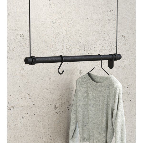 Črn stenski obešalnik iz masivnega hrasta 80 cm Swing M – LIND DNA-image-1