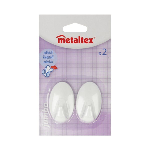 Komplet 2 belih plastičnih samolepilnih kavljev Metaltex Greg-image-2