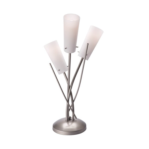 Siva namizna svetilka s steklenim senčnikom (višina 51 cm) Oshine – LAMKUR