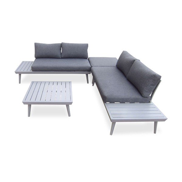 Komplet sivega vrtnega kavča in kavne mizice Bobochic Paris Vigo Gris-image-2