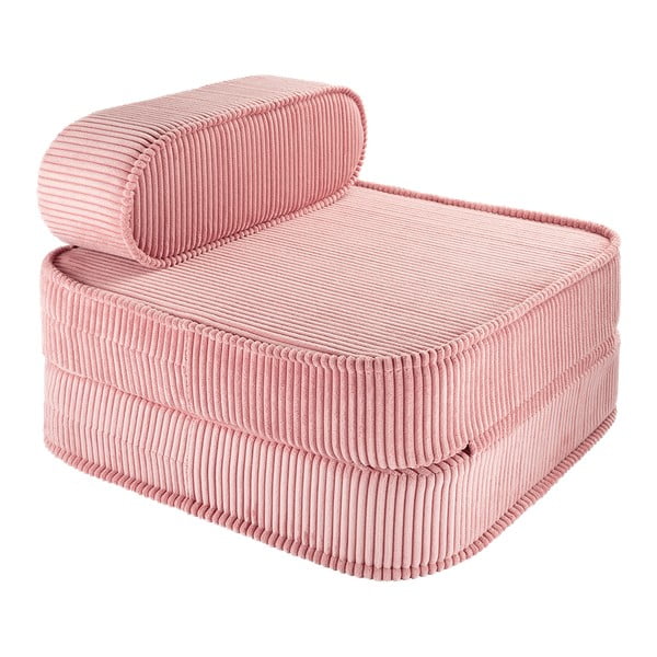 Rožnat otroški fotelj iz rebrastega žameta Flip – Wigiwama