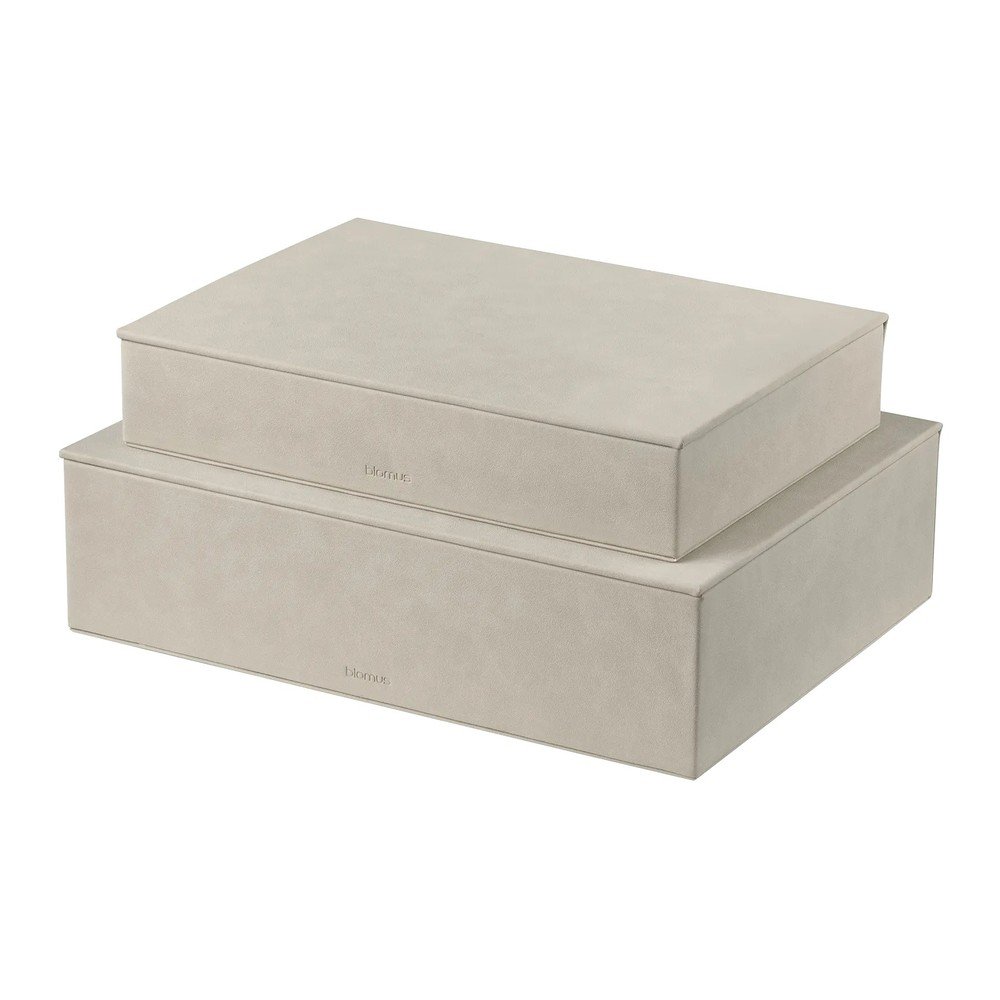 Bež škatle za shranjevanje v kompletu 2 ks s pokrovom iz imitacije usnja 40x30x11 cm Sahla