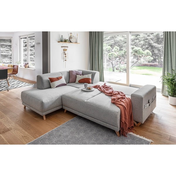 Svetlo siva raztegljiva/s prostorom za shranjevanje kotna sedežna garnitura (levi kot/v obliki črke L) Classy Sophie – Miuform-image-4