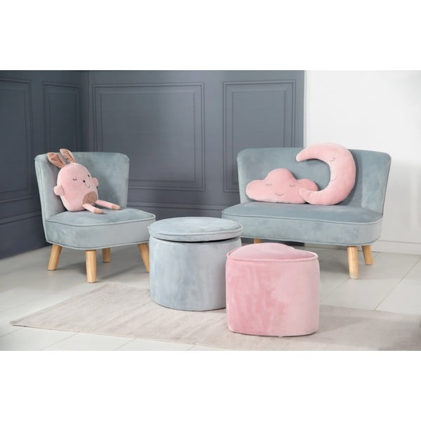 Svetlo modra žametna otroška sedežna garnitura 70 cm Lil Sofa – Roba-image-4