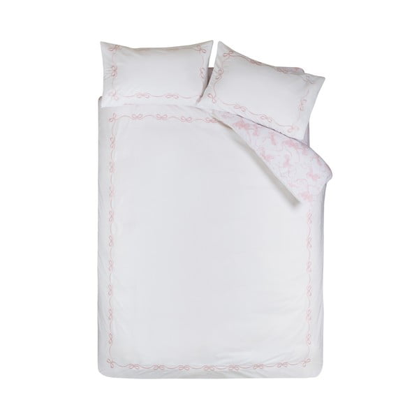 Bela posteljnina za zakonsko posteljo 200x200 cm Bow Embroidery – Catherine Lansfield
