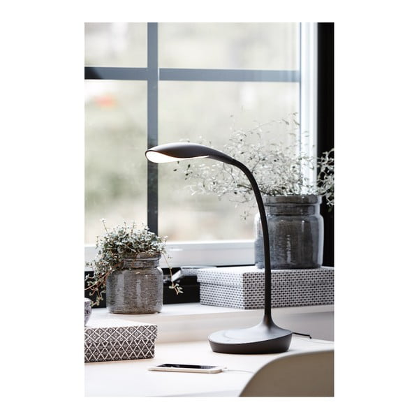 Črna namizna svetilka s priključkom USB Markslöjd Swan-image-2