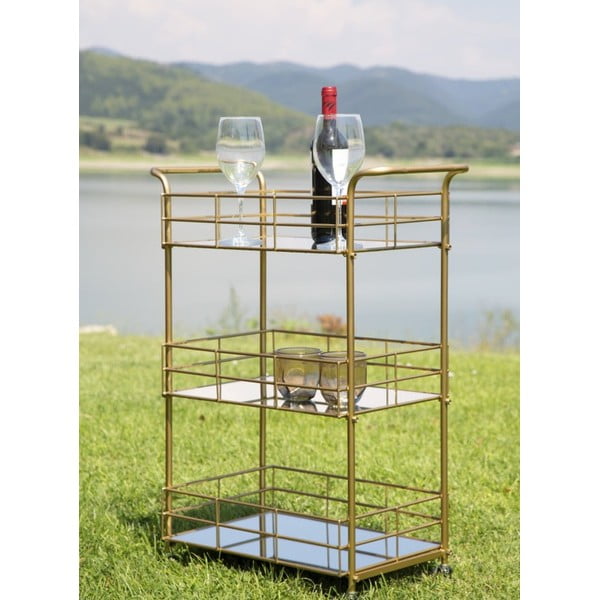 3-stopenjski servirni voziček z zlatim vzorcem Mauro Ferretti Reo-image-1