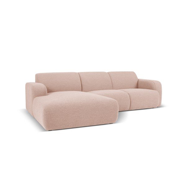 Rožnata kotna sedežna garnitura iz tkanine bouclé (levi kot) Molino – Micadoni Home-image-2