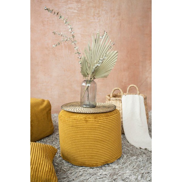 Gorčično rumena vreča za sedenje iz rebrastega žameta Mini – SLOWDOWN-image-1