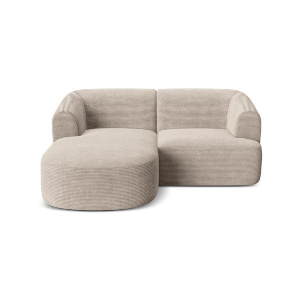 Svetlo rjava kotna sedežna garnitura iz rebrastega žameta (levi kot/z ležalnikom) Campi – Cosmopolitan Design-image-2