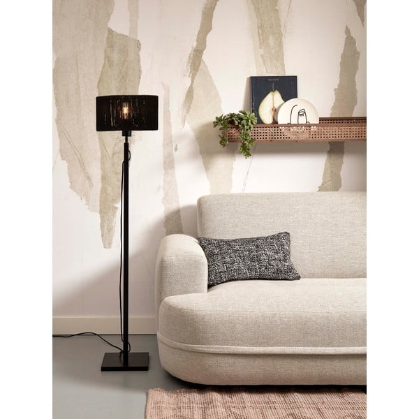 Črna stoječa svetilka s senčnikom iz jute (višina 126 cm) Iguazu – Good&Mojo-image-1