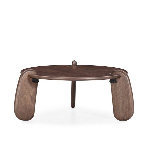 Temno rjava okrogla klubska mizica iz masivnega manga ø 80 cm Tamira – MOME-image-2