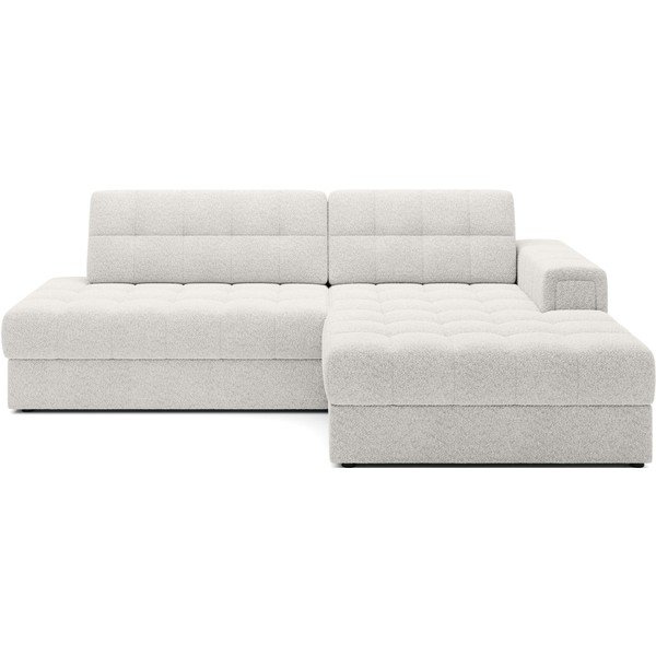 Kremno bela raztegljiva kotna sedežna garnitura iz tkanine bouclé (desni kot/z ležalnikom) Blezalt – ELTAP