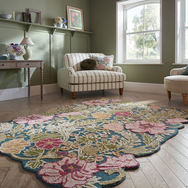 Ročno tkana volnena preproga 120x170 cm Daphne Shaped Floral – Flair Rugs-image-1