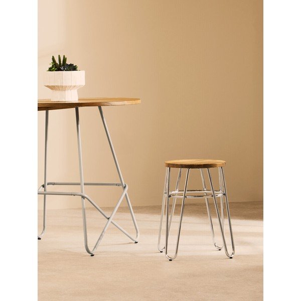Stolček iz masivnega bresta v srebrni barvi/v naravni barvi District – Premier Housewares-image-1