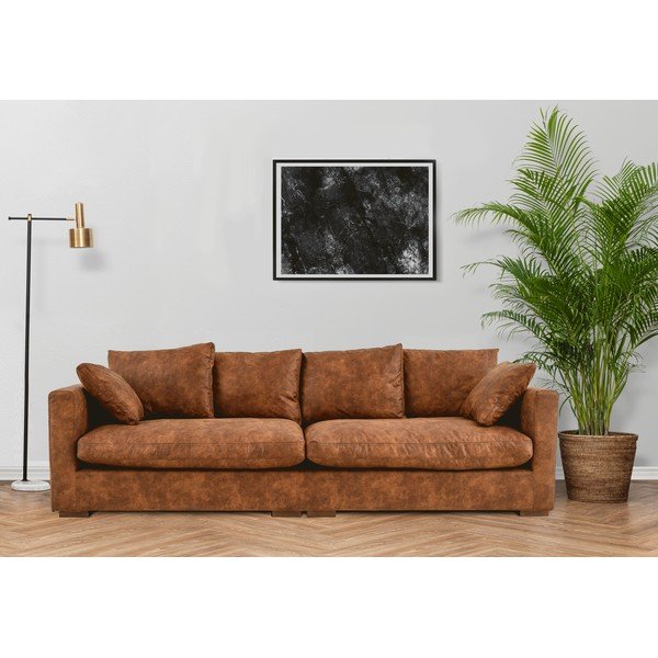 Sedežna garnitura v konjak rjavi barvi 266 cm Comfy – Scandic-image-1