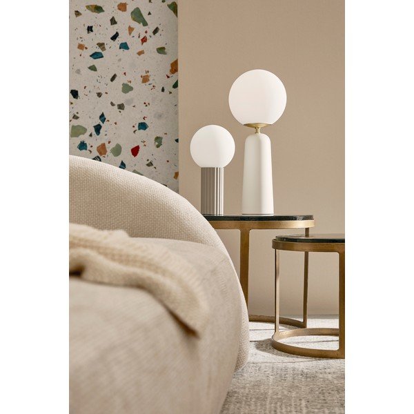 Bela kovinska namizna svetilka s steklenim senčilom (višina 51 cm) Delphine – Bizzotto-image-2